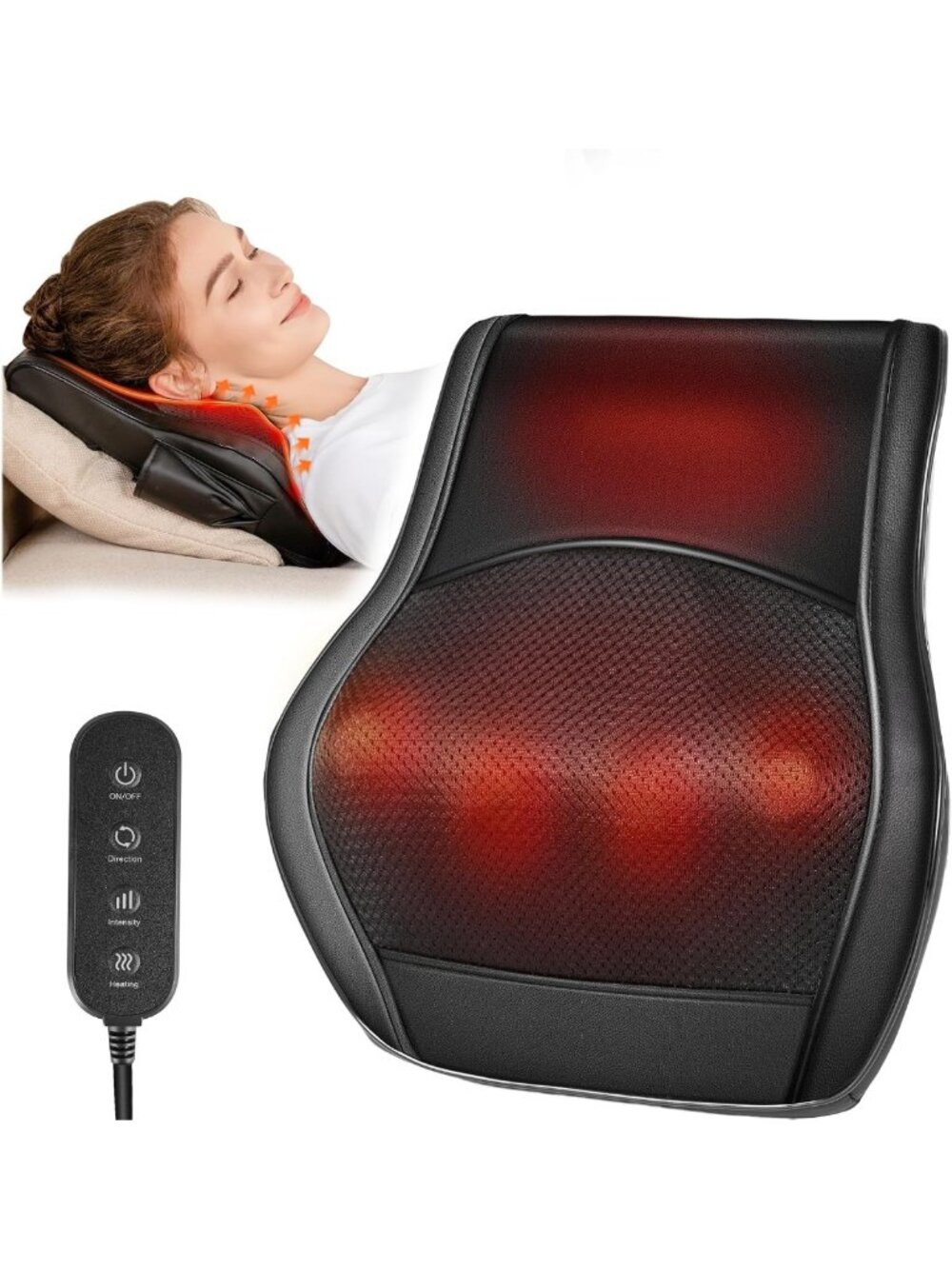 Deep Tissue Neck & Back Massager with Heat | Shiatsu Pain Relief for Shoulders